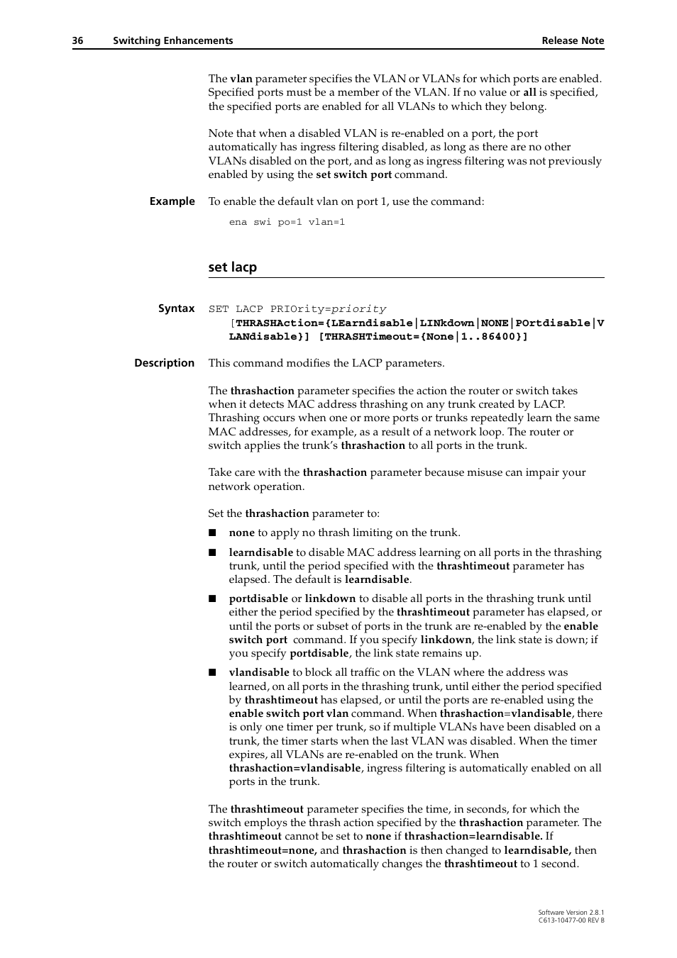 Set lacp | Allied Telesis RAPIER I User Manual | Page 36 / 232