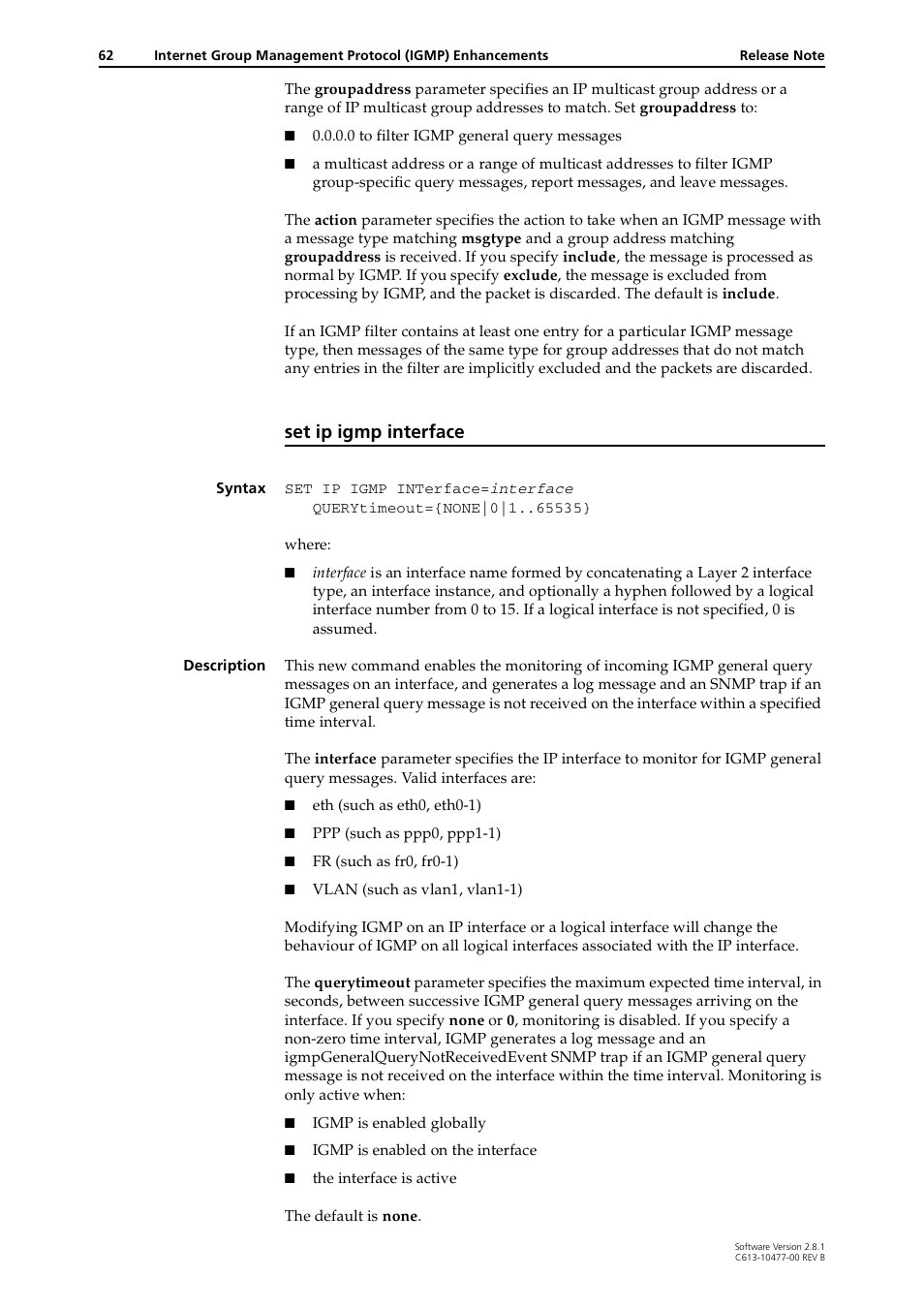 Set ip igmp interface | Allied Telesis RAPIER I User Manual | Page 62 / 232