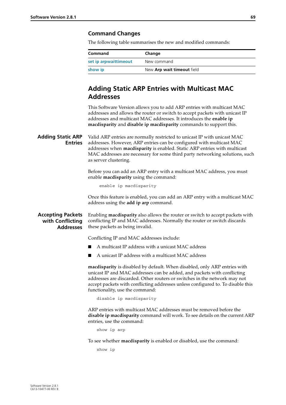 Command changes | Allied Telesis RAPIER I User Manual | Page 69 / 232