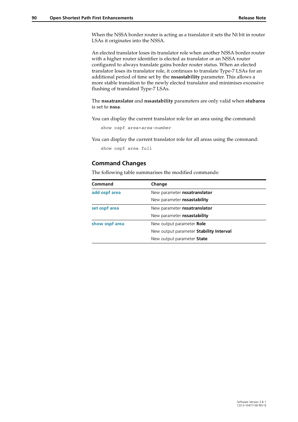 Command changes | Allied Telesis RAPIER I User Manual | Page 90 / 232