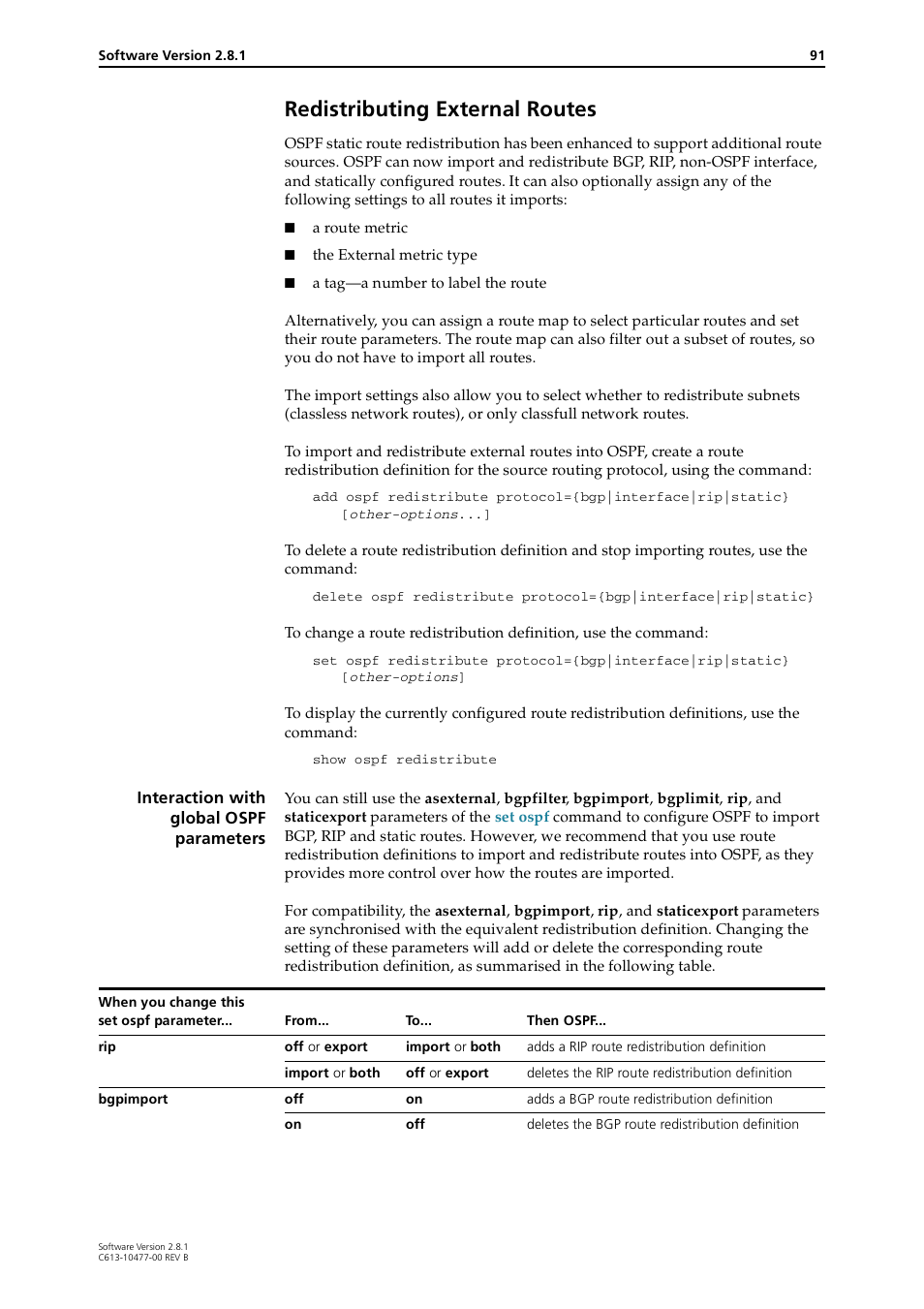 Redistributing external routes | Allied Telesis RAPIER I User Manual | Page 91 / 232