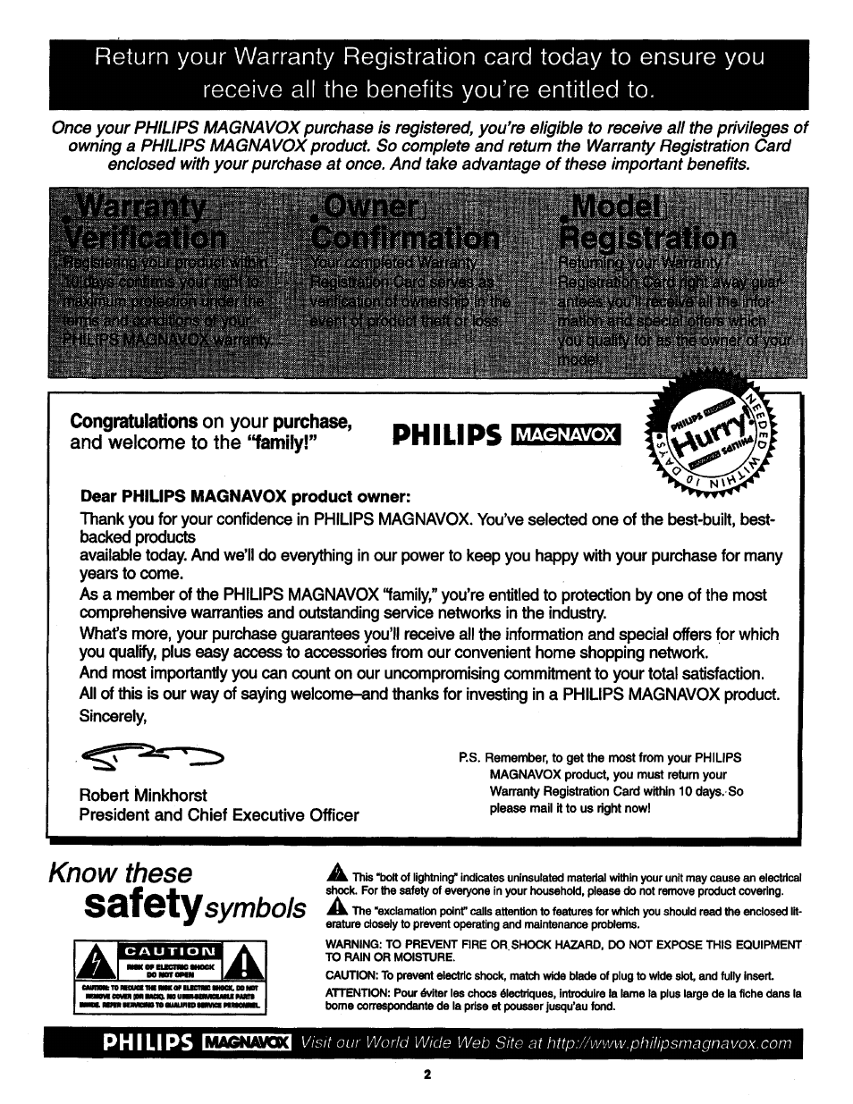 Know these ssifgtysymbols, Philips, On your | And welcome to the | Philips MX2797B User Manual | Page 2 / 56