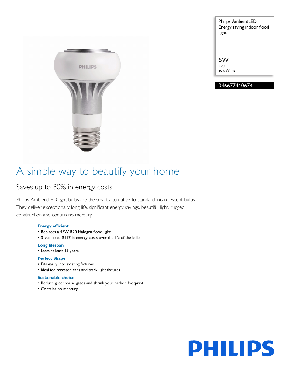 Philips 046677410674 User Manual | 2 pages