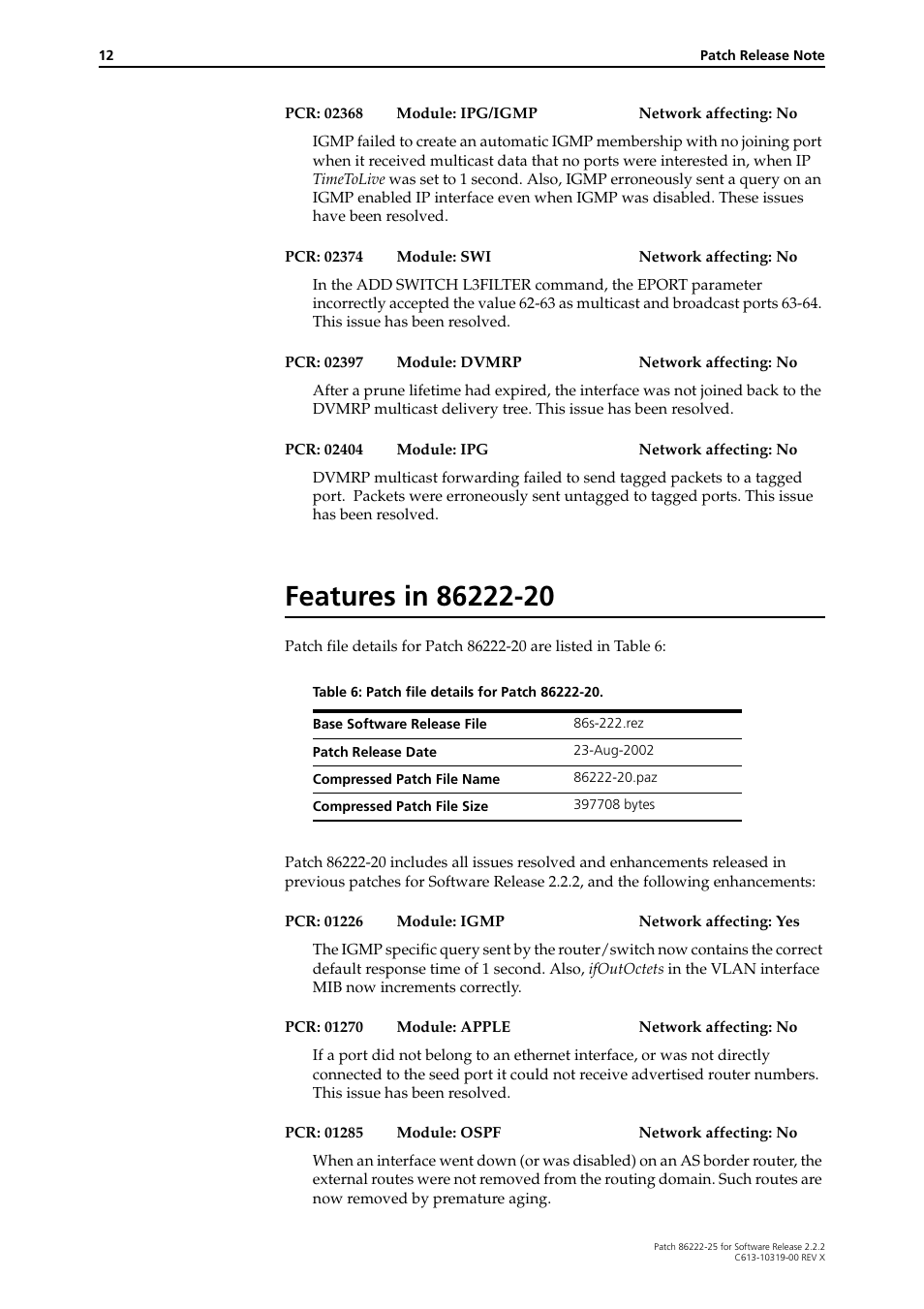 Features in 86222-20 | Allied Telesis 86222-25 User Manual | Page 12 / 36