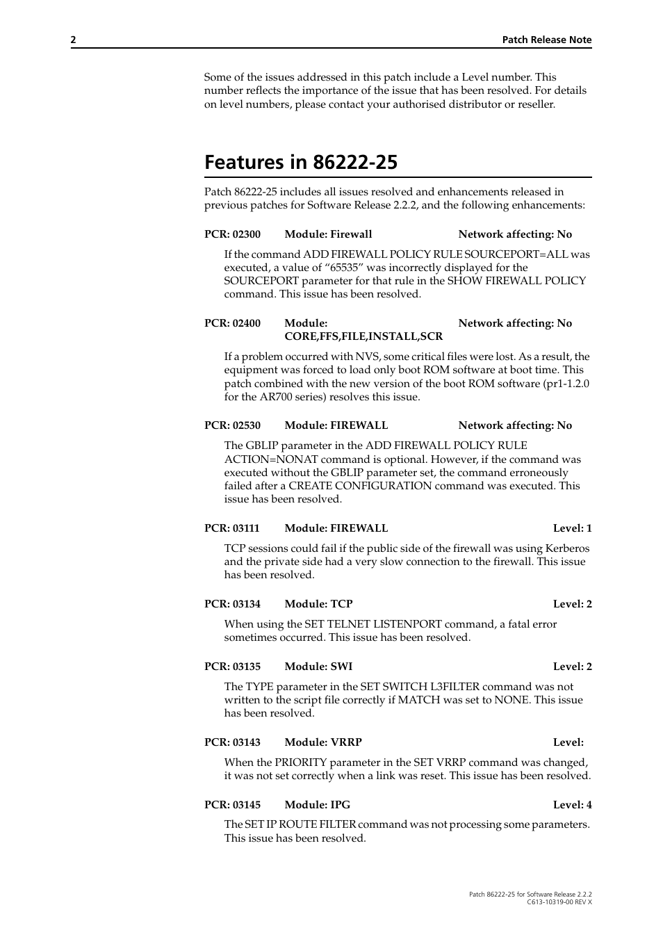 Features in 86222-25 | Allied Telesis 86222-25 User Manual | Page 2 / 36