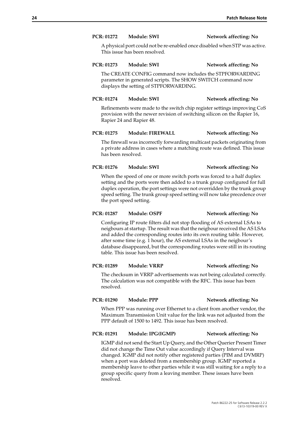 Allied Telesis 86222-25 User Manual | Page 24 / 36