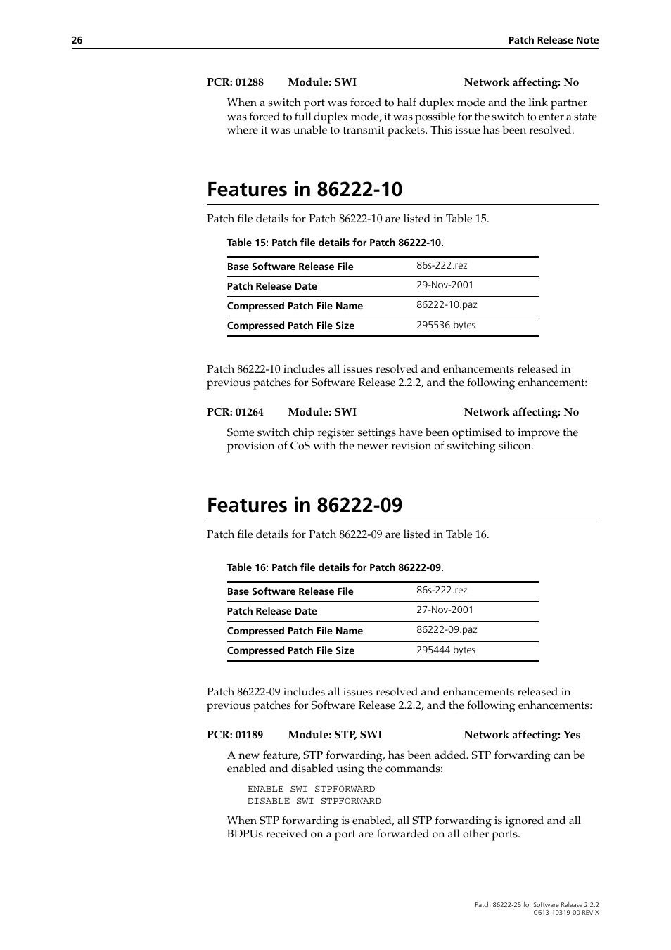Features in 86222-10, Features in 86222-09 | Allied Telesis 86222-25 User Manual | Page 26 / 36