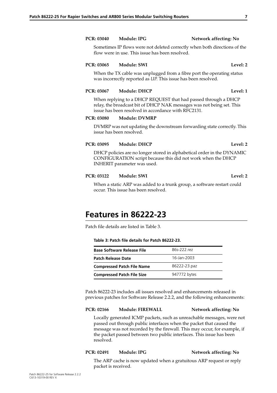 Features in 86222-23 | Allied Telesis 86222-25 User Manual | Page 7 / 36