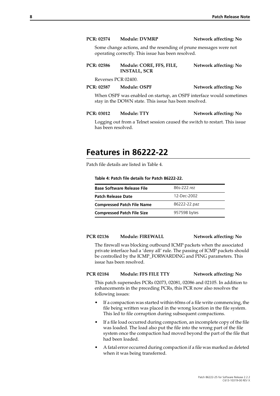 Features in 86222-22 | Allied Telesis 86222-25 User Manual | Page 8 / 36