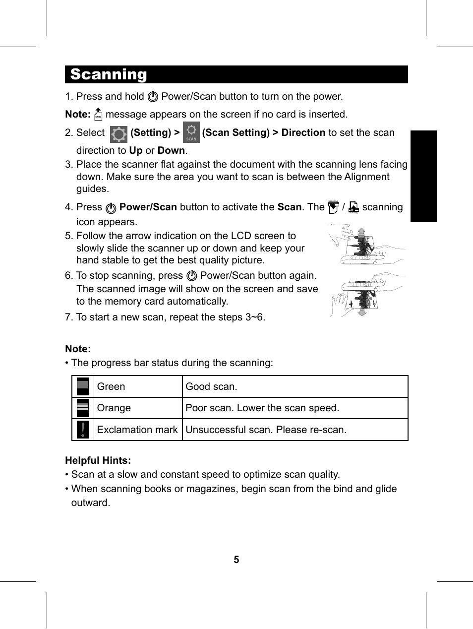 Scanning | Philips Glide Handheld Scanner SIC4014H User Manual | Page 7 / 48