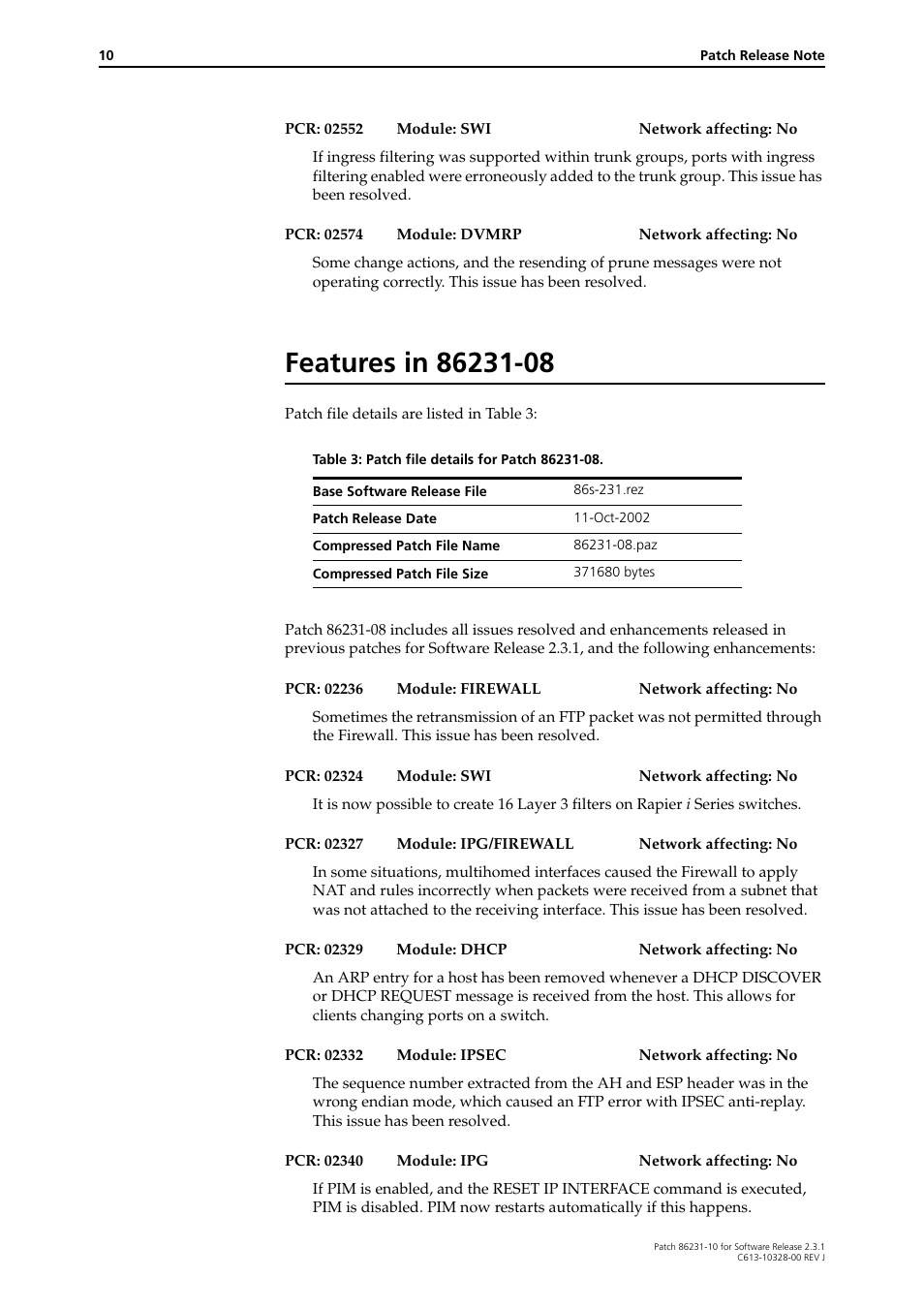 Features in 86231-08 | Allied Telesis AR800 Series User Manual | Page 10 / 34