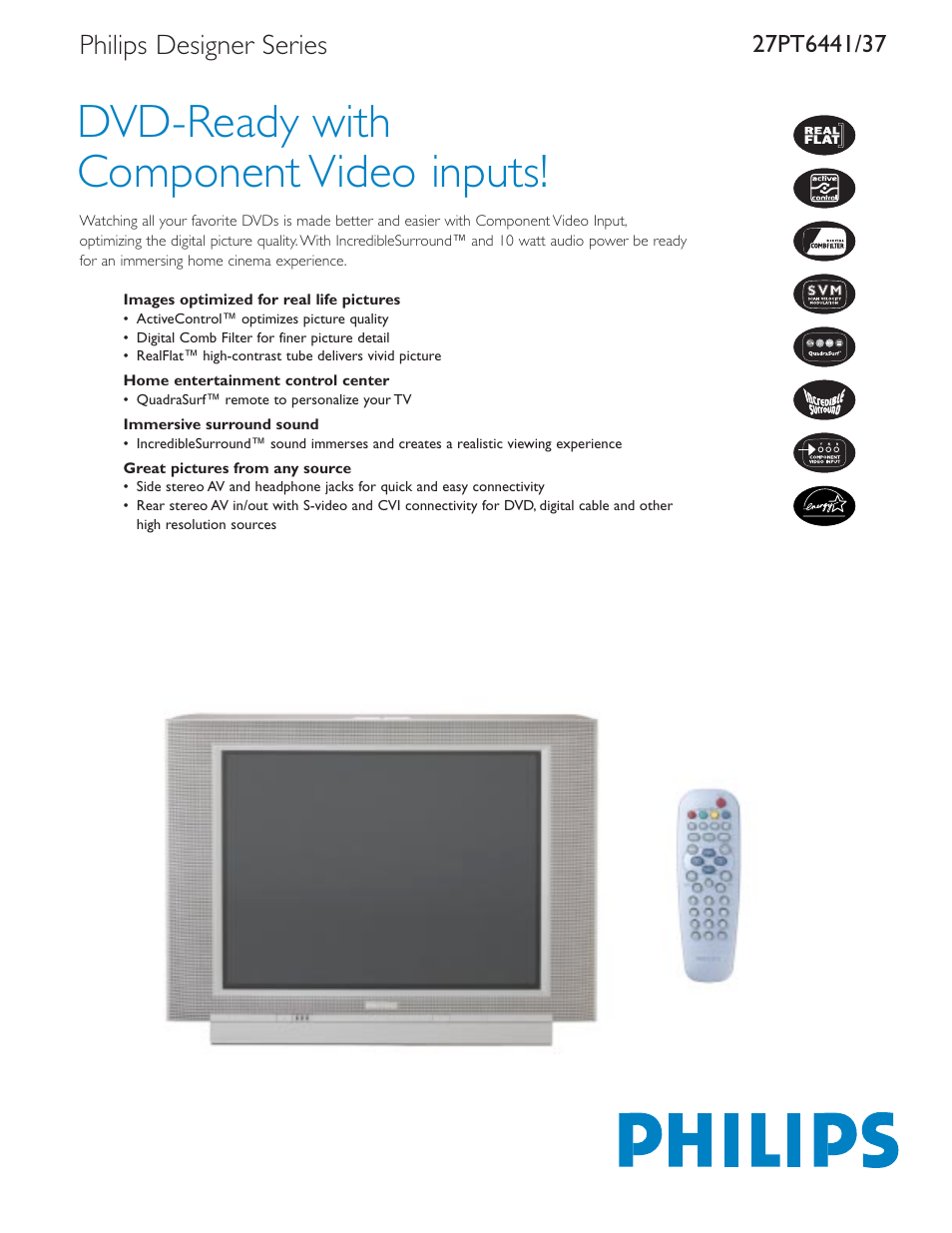 Philips 27PT6441-37B User Manual | 2 pages