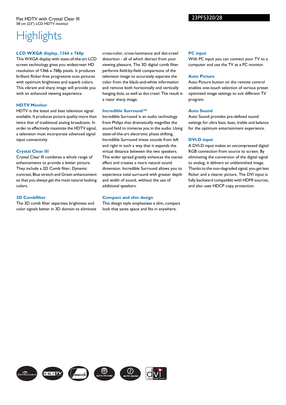 Highlights | Philips 23PF5320-28 User Manual | Page 2 / 3