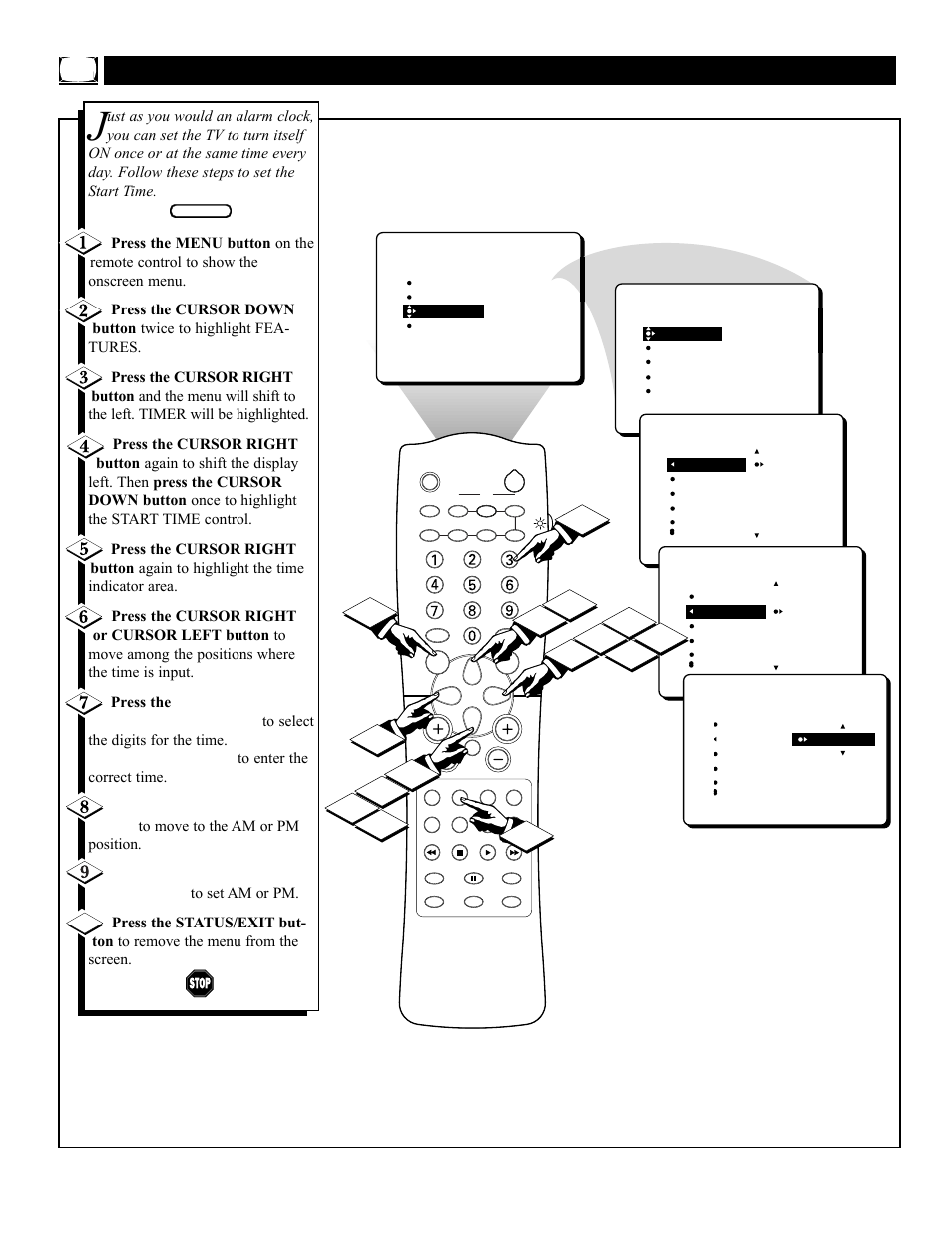 Imer, Etting the, Tart | Philips 36PT71B User Manual | Page 14 / 56