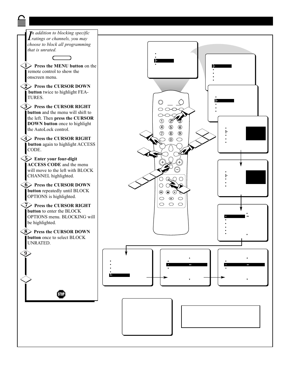 Locking, Nrated, Roadcasts 4 | Philips 36PT71B User Manual | Page 26 / 56