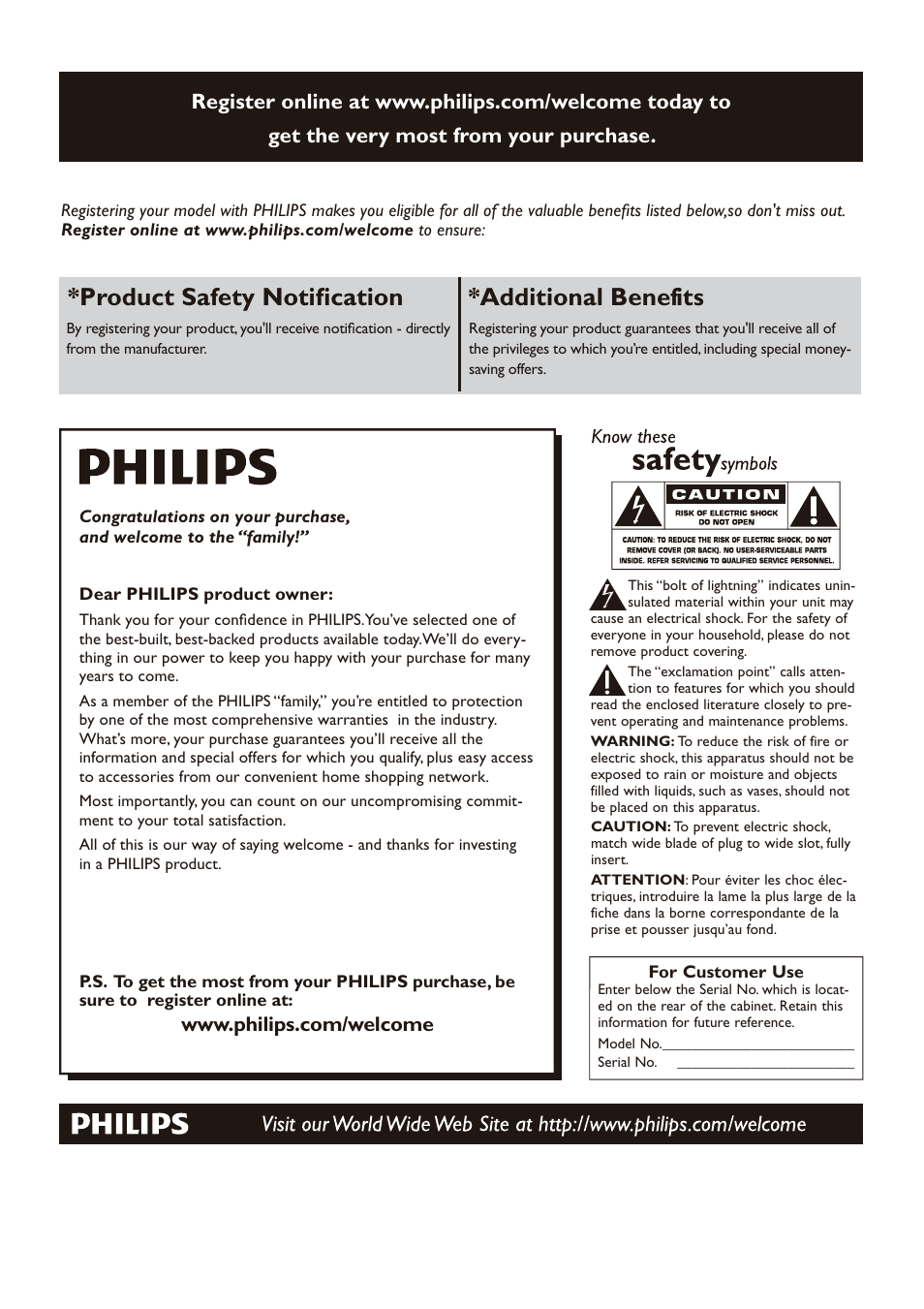 Product safety notiﬁcation *additional benefits | Philips CAM102PK-37 User Manual | Page 18 / 20