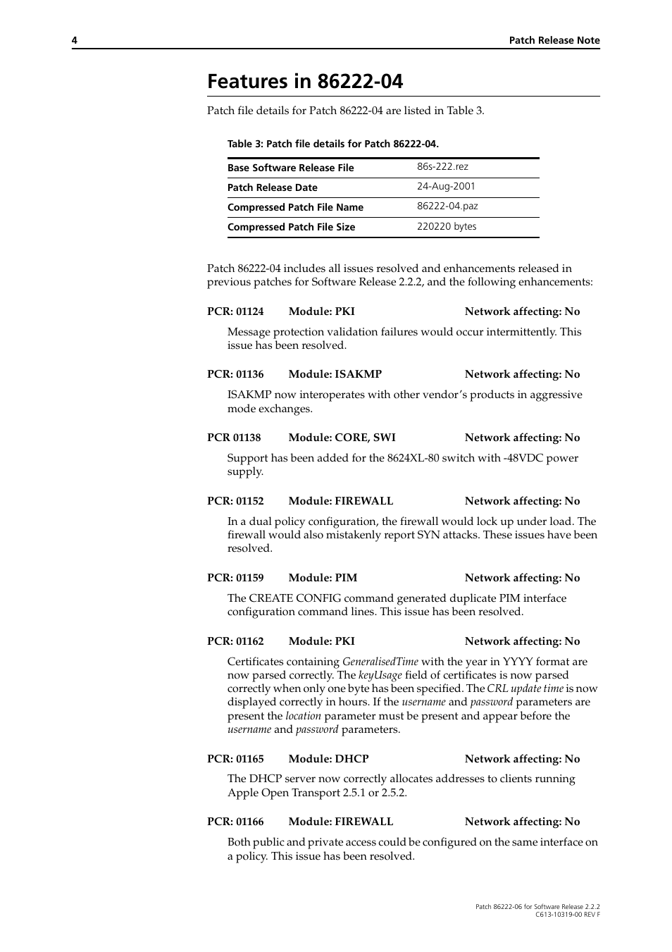 Features in 86222-04 | Allied Telesis 86222-06 User Manual | Page 4 / 8
