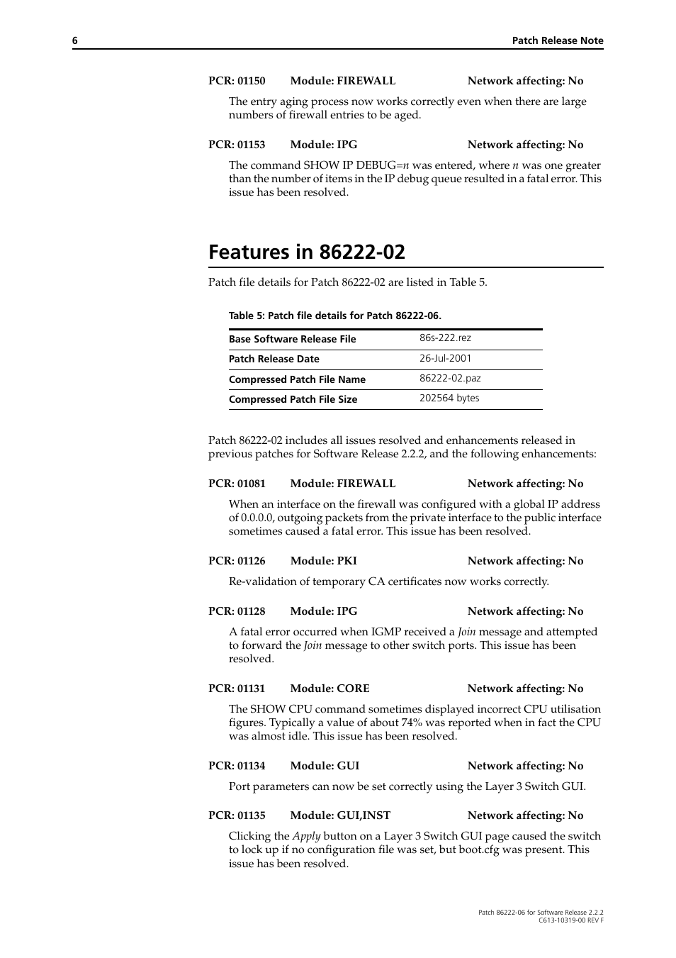 Features in 86222-02 | Allied Telesis 86222-06 User Manual | Page 6 / 8