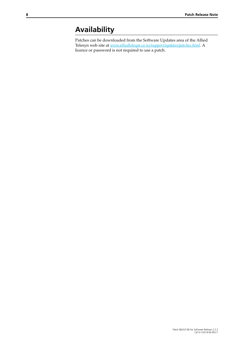 Availability | Allied Telesis 86222-06 User Manual | Page 8 / 8