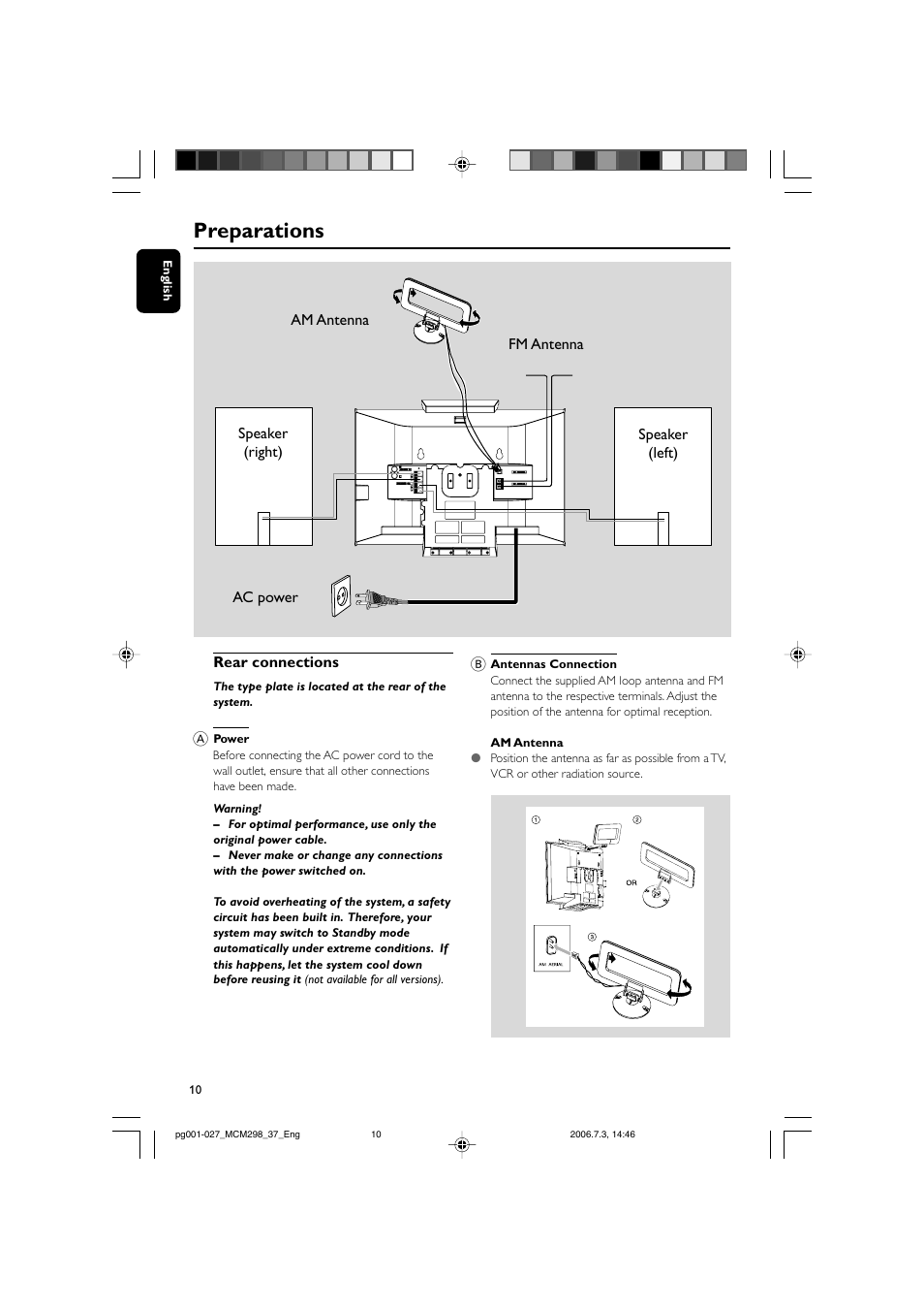 Preparations | Philips MP3 Micro Hi-Fi System User Manual | Page 10 / 27