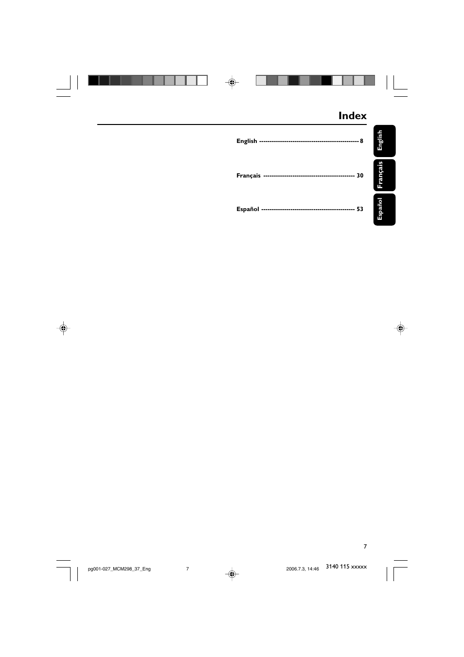 Index | Philips MP3 Micro Hi-Fi System User Manual | Page 7 / 27