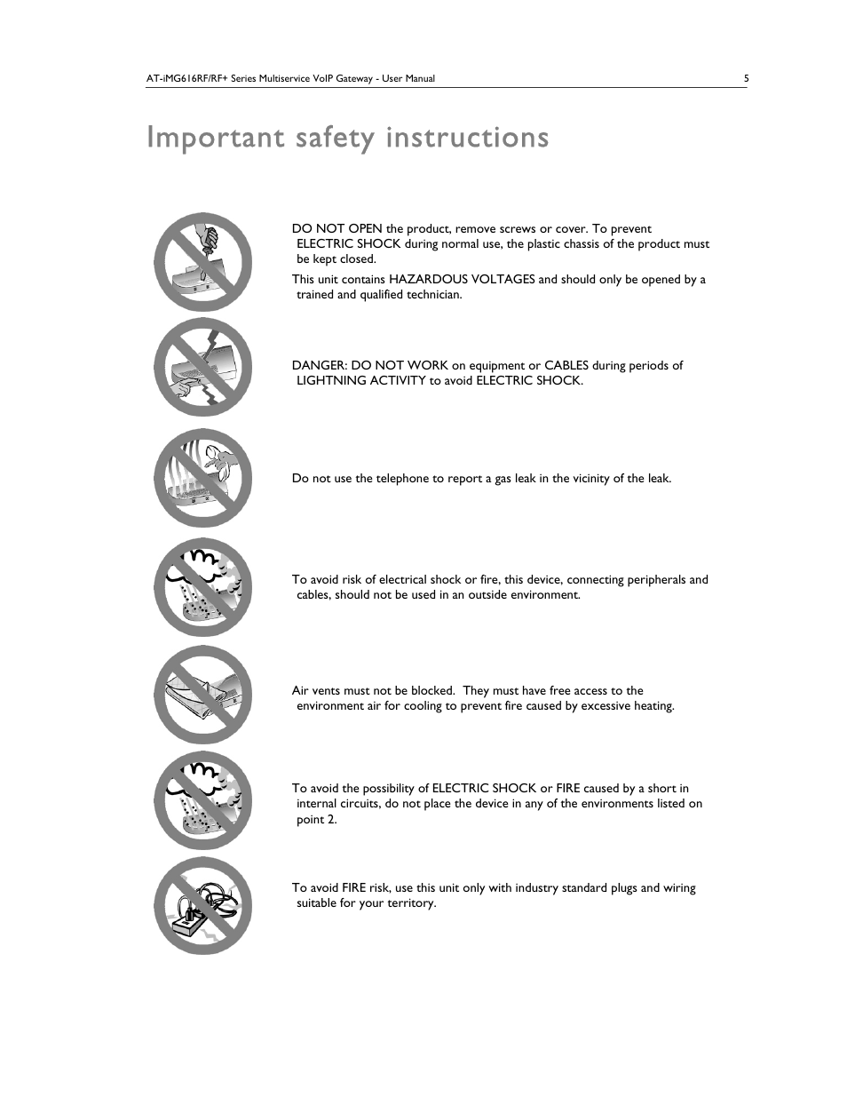 Important safety instructions | Allied Telesis AT-IMG616RF/RF+ User Manual | Page 4 / 21