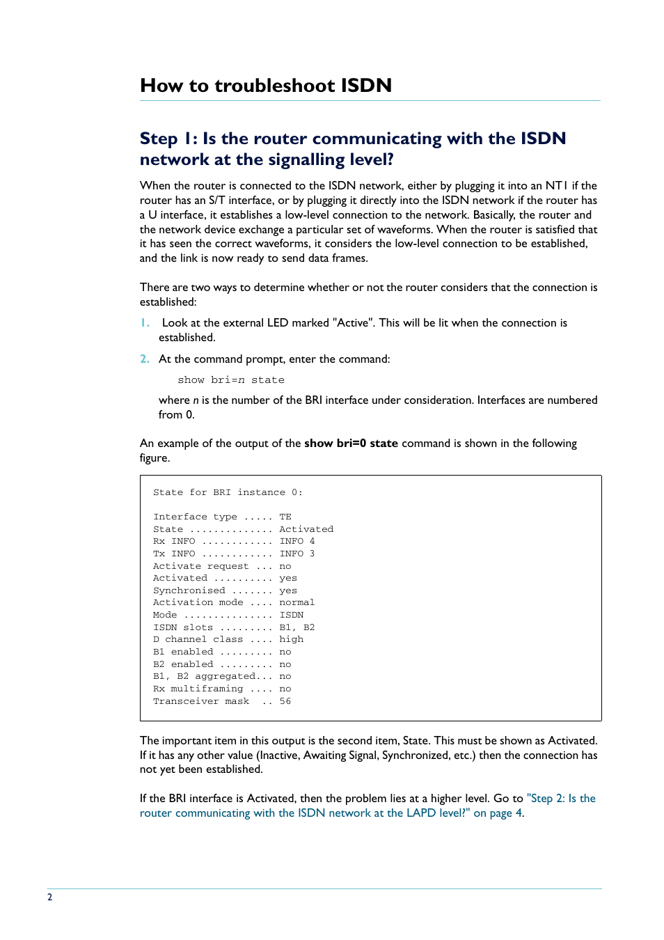 How to troubleshoot isdn | Allied Telesis AR400 series User Manual | Page 2 / 8