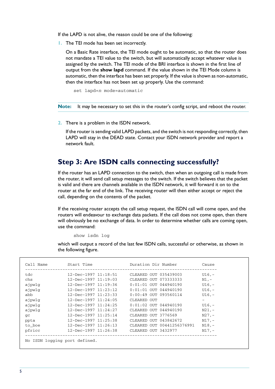 Step 3: are isdn calls connecting successfully | Allied Telesis AR400 series User Manual | Page 5 / 8