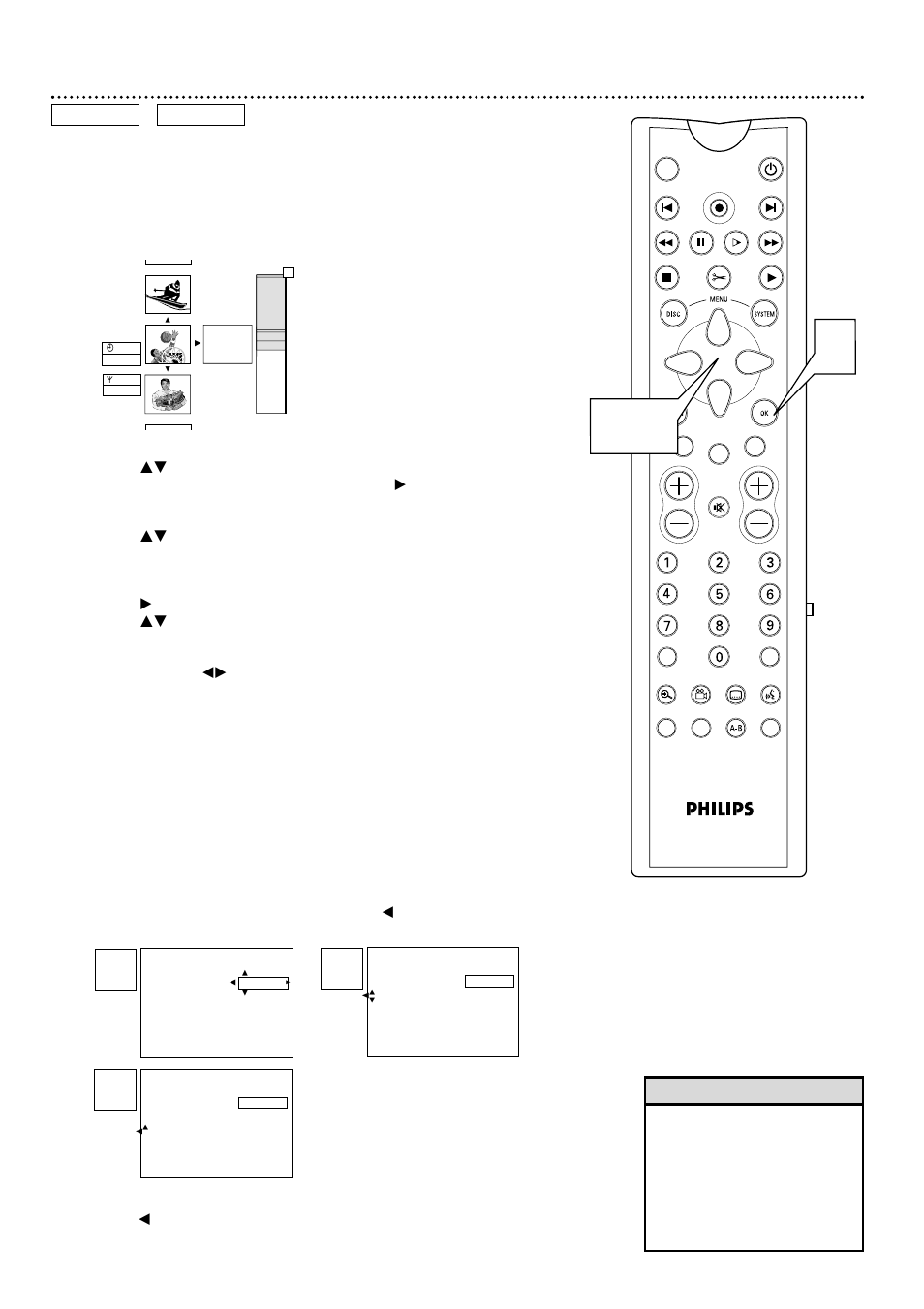 44 title settings menu, Helpful hint | Philips DVDR985A User Manual | Page 44 / 68