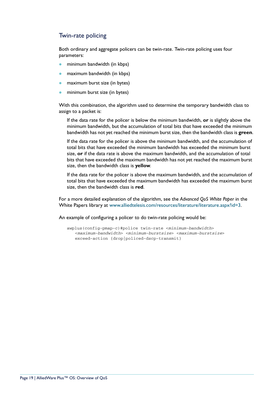 Twin-rate policing | Allied Telesis AlliedWare Plus User Manual | Page 19 / 40