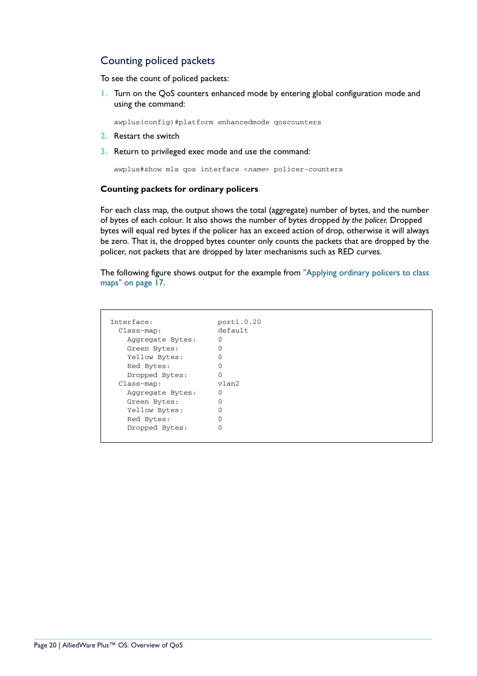 Counting policed packets | Allied Telesis AlliedWare Plus User Manual | Page 20 / 40