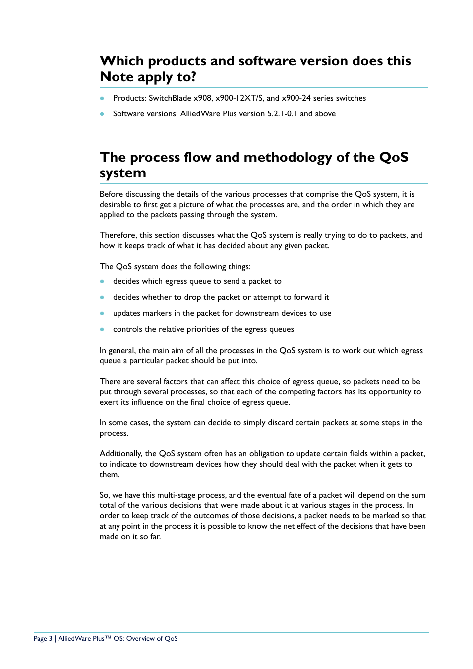 The process flow and methodology of the qos system | Allied Telesis AlliedWare Plus User Manual | Page 3 / 40