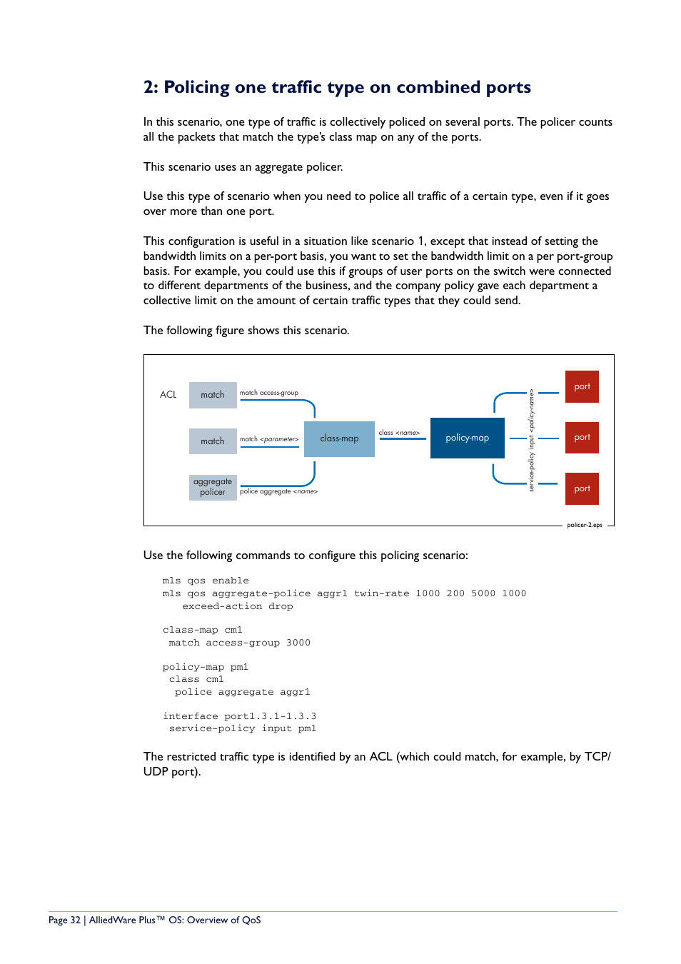 Policing one traffic type on combined ports | Allied Telesis AlliedWare Plus User Manual | Page 32 / 40