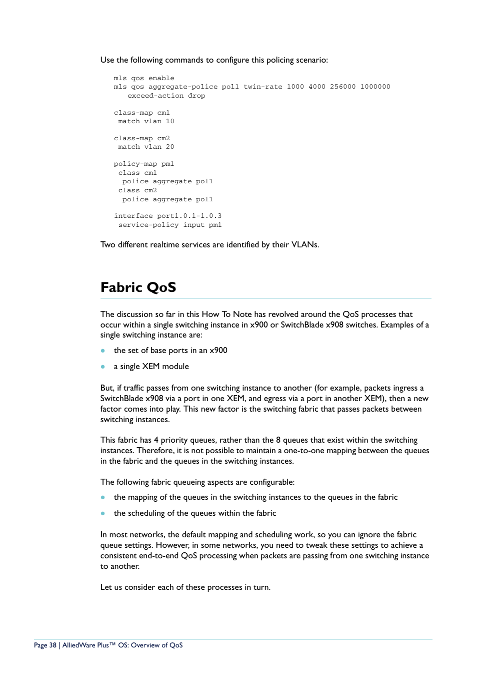 Fabric qos | Allied Telesis AlliedWare Plus User Manual | Page 38 / 40