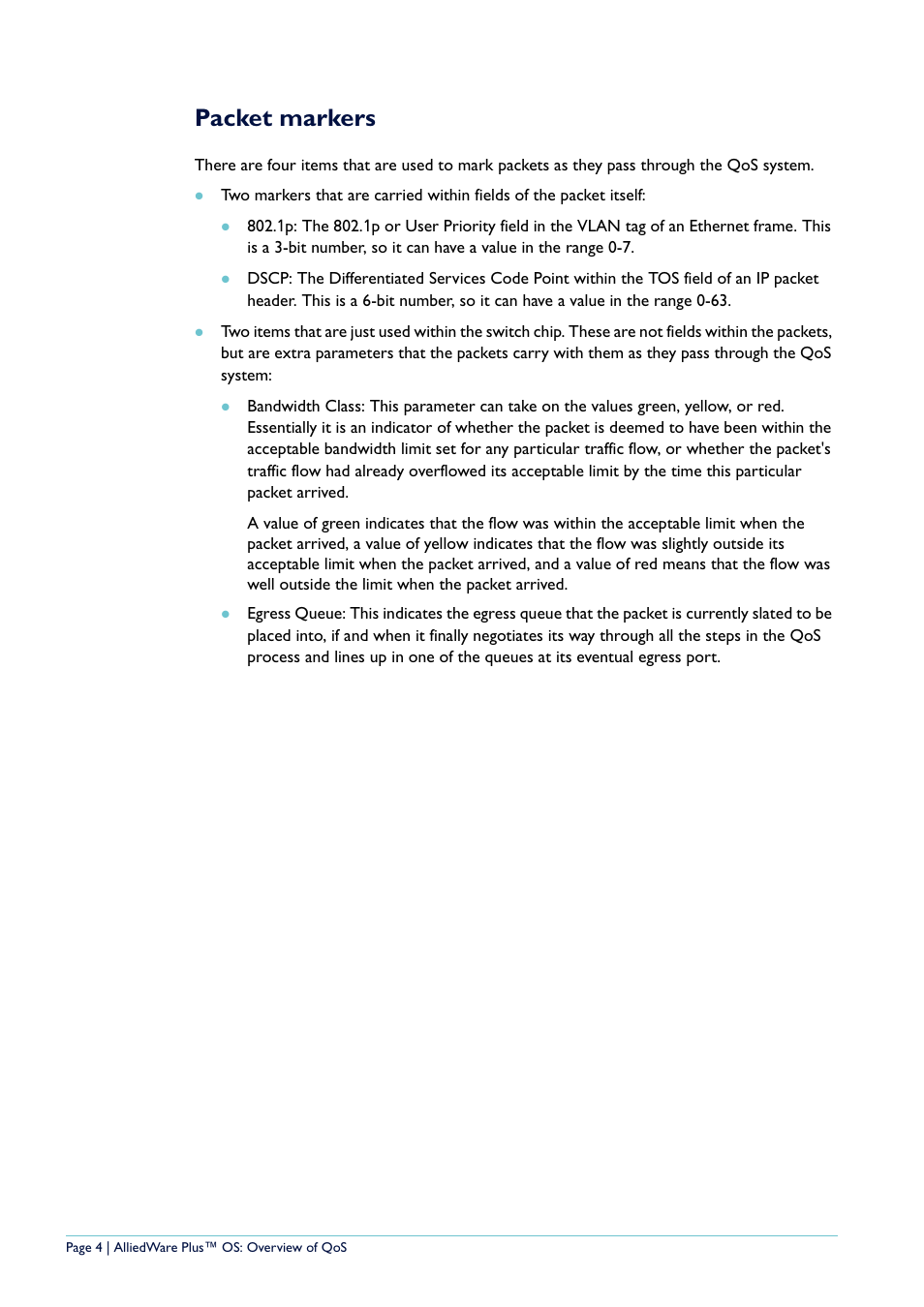 Packet markers | Allied Telesis AlliedWare Plus User Manual | Page 4 / 40