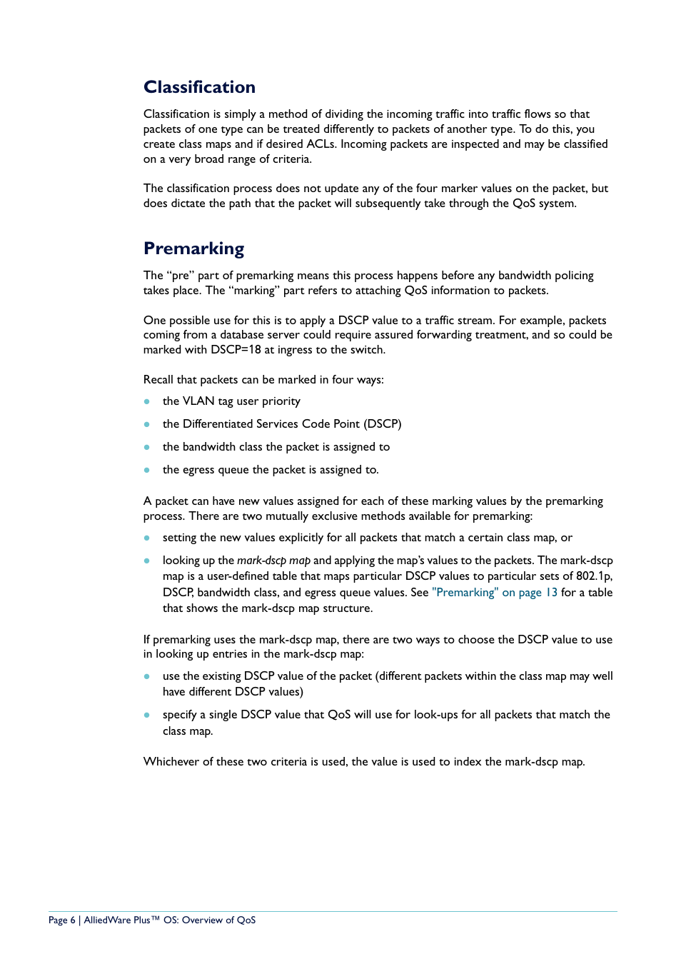 Classification, Premarking | Allied Telesis AlliedWare Plus User Manual | Page 6 / 40