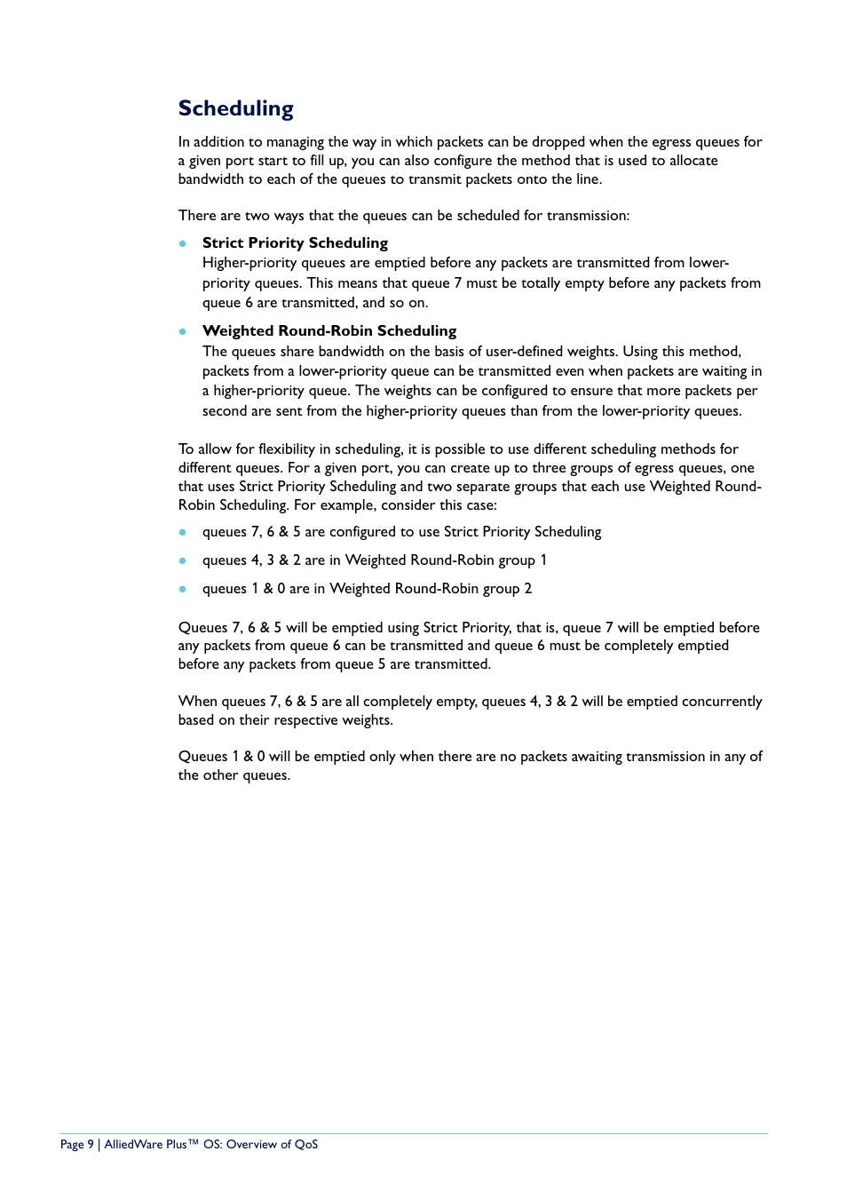 Scheduling | Allied Telesis AlliedWare Plus User Manual | Page 9 / 40