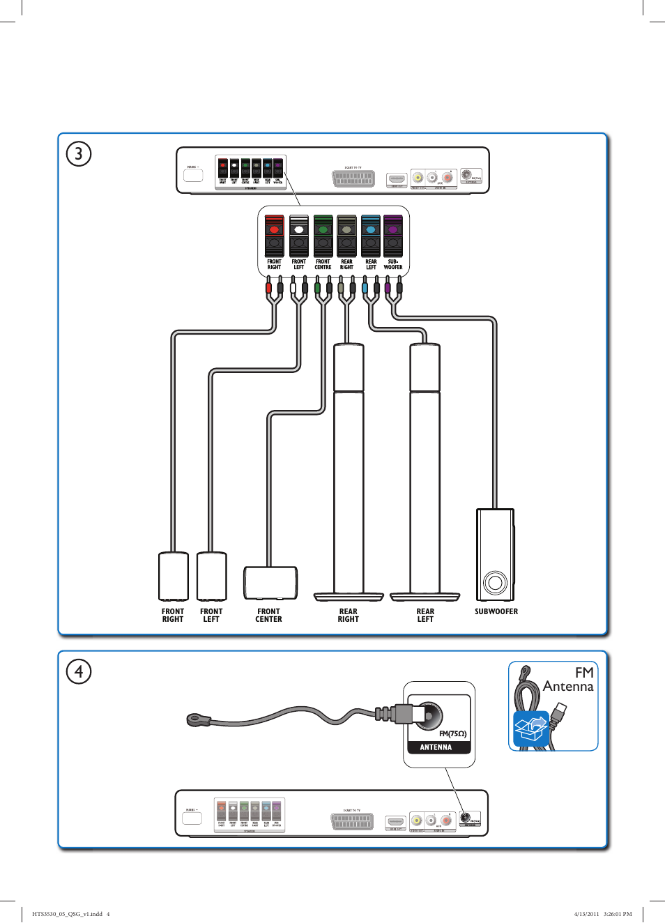 Fm antenna | Philips HTS3530-05 User Manual | Page 4 / 8