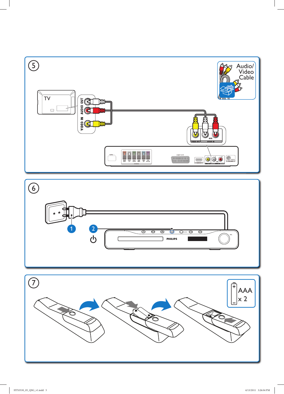 Aaa x 2 | Philips HTS3530-05 User Manual | Page 5 / 8