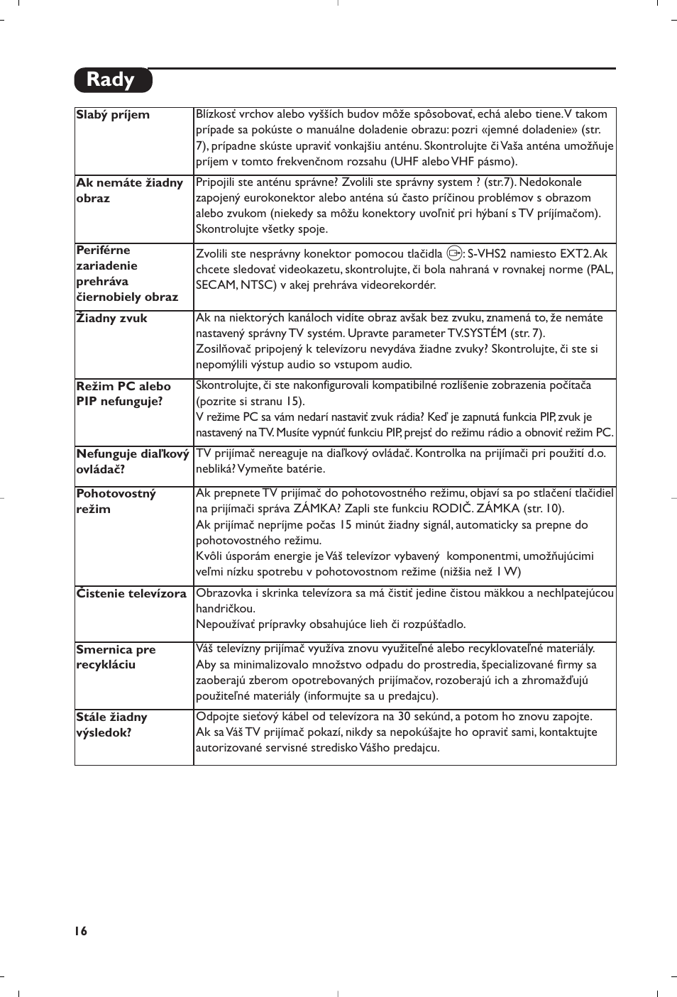 Rady | Philips 23PF9945-37 User Manual | Page 112 / 128