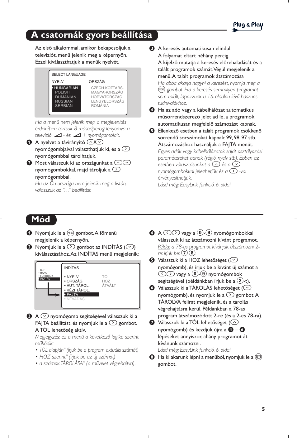 A csatornák gyors beállítása mód | Philips 23PF9945-37 User Manual | Page 37 / 128