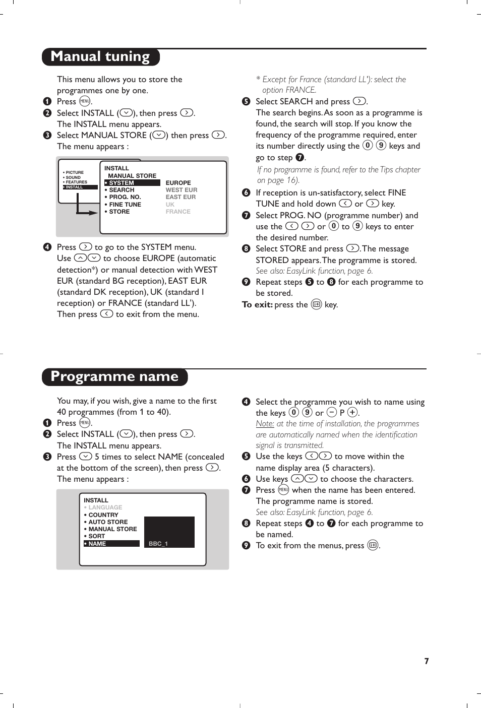 Manual tuning programme name | Philips 23PF9945-37 User Manual | Page 7 / 128