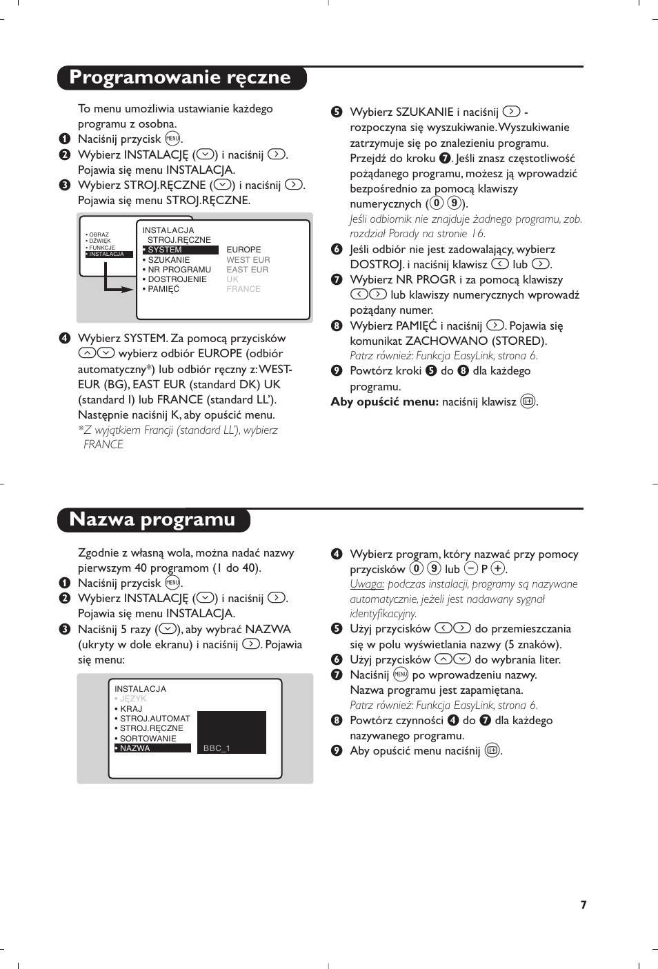 Programowanie ręczne nazwa programu | Philips 23PF9945-37 User Manual | Page 71 / 128