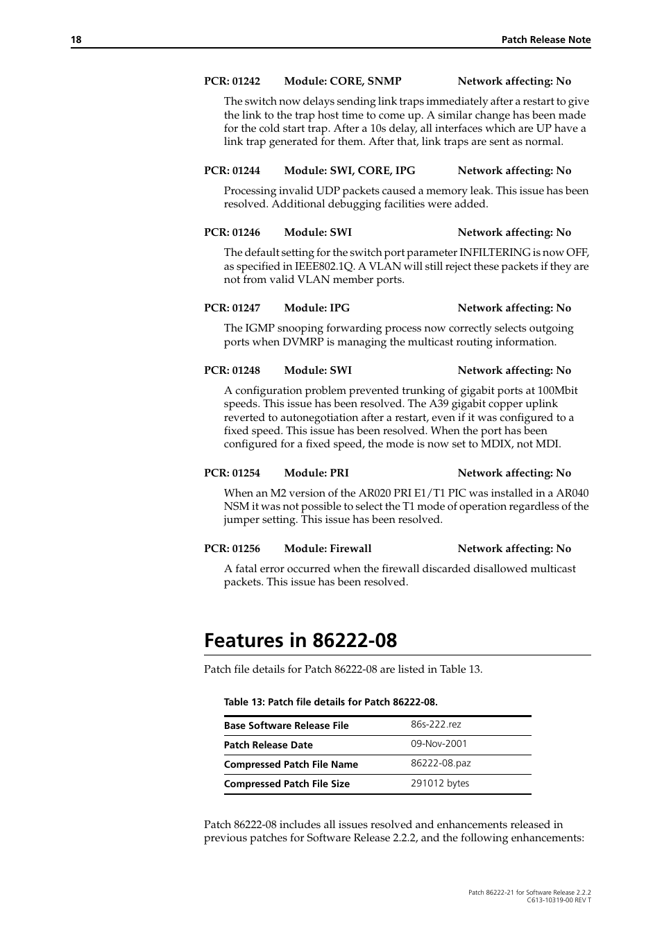 Features in 86222-08 | Allied Telesis 86222-21 User Manual | Page 18 / 28