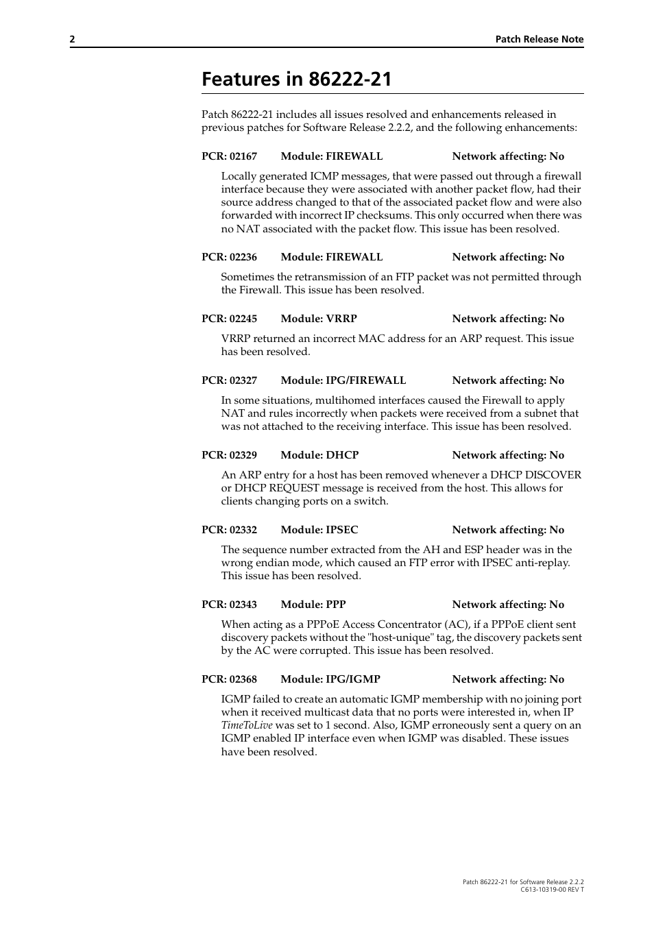 Features in 86222-21 | Allied Telesis 86222-21 User Manual | Page 2 / 28