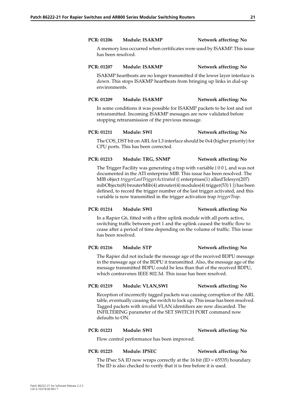 Allied Telesis 86222-21 User Manual | Page 21 / 28