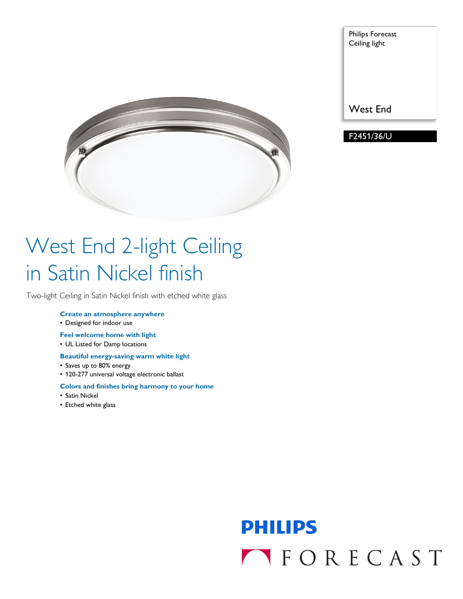 Philips F245136U User Manual | 2 pages