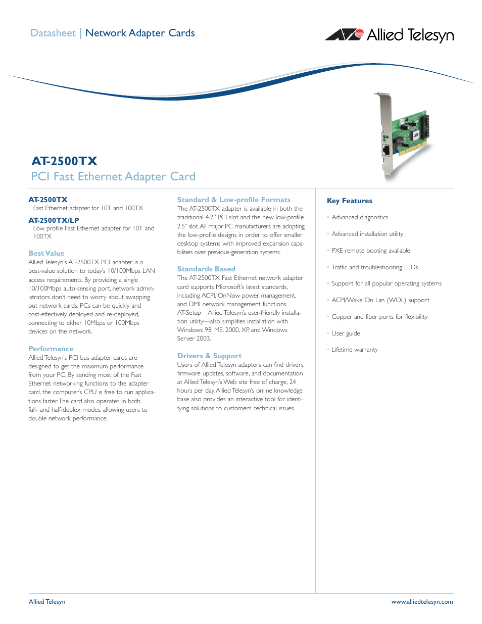 Allied Telesis AT-2500TX User Manual | 2 pages