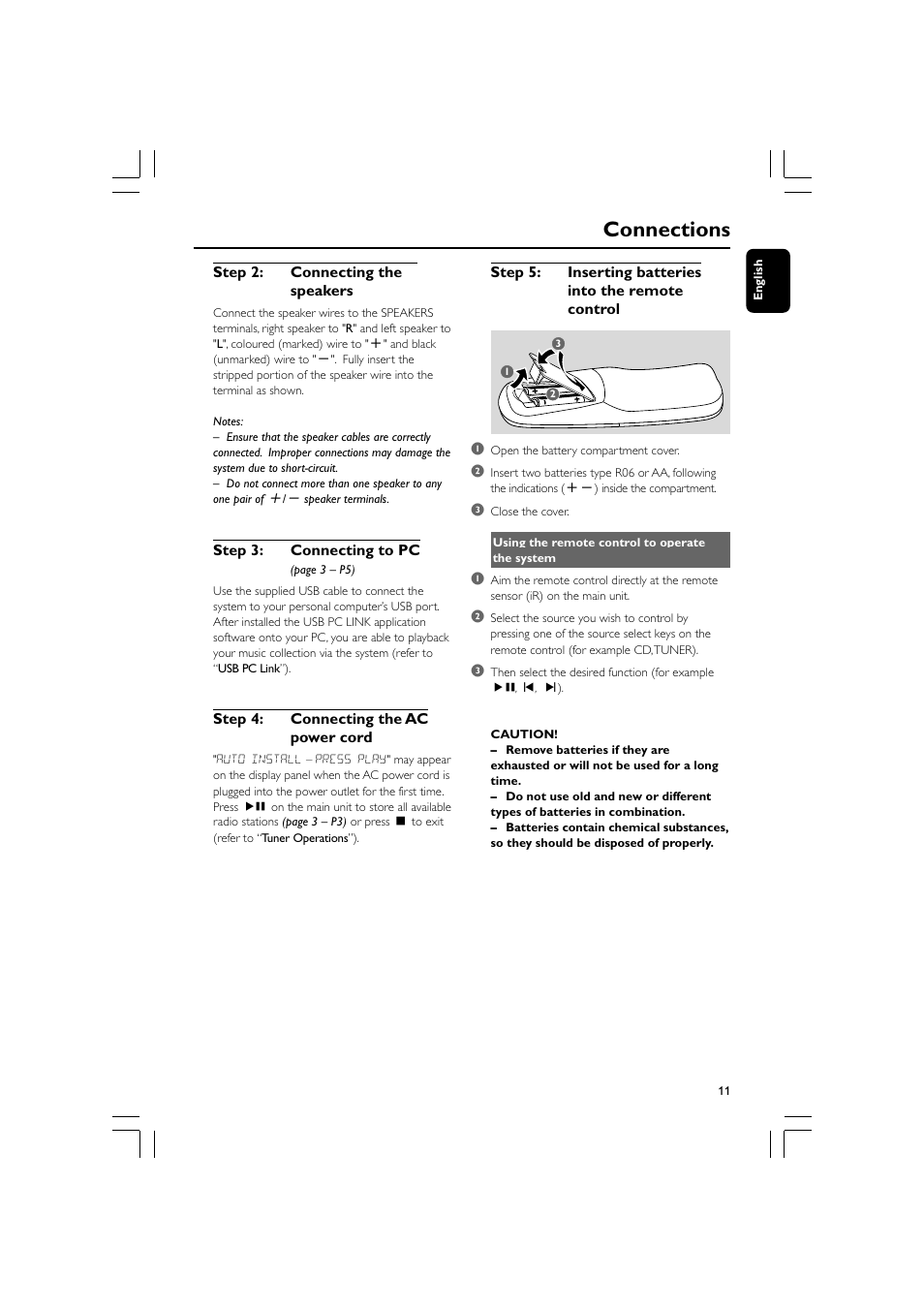 Connections | Philips MCM590-37B User Manual | Page 11 / 26