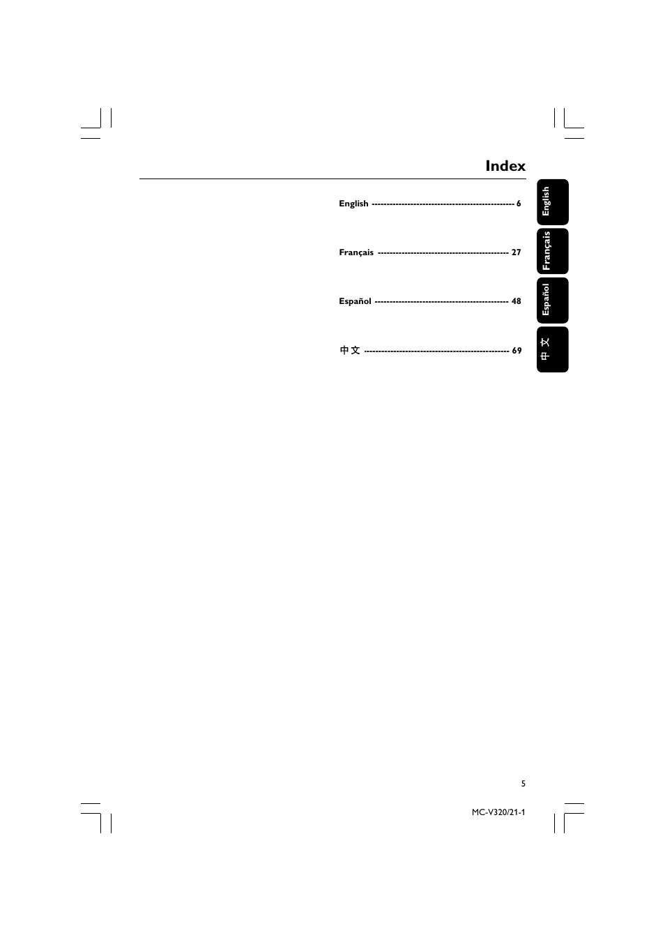 Index | Philips MCM590-37B User Manual | Page 5 / 26